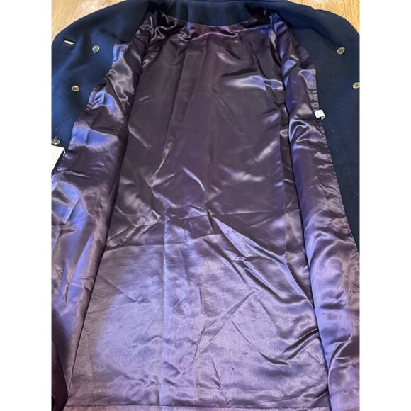 Shagmoor Blue Wool Long Jacket‎ 1900's Trench Coat Sz Measured VTG Designer - Picture 9 of 14